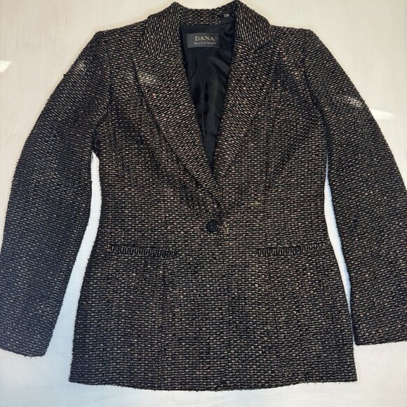 Vintage Dana Buchman Blazer Jacket Size 4 Shimmering Wool Viscose Tweed Lined - Picture 1 of 11